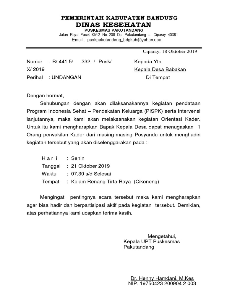 Surat Undangan Orientasi Kader Docx