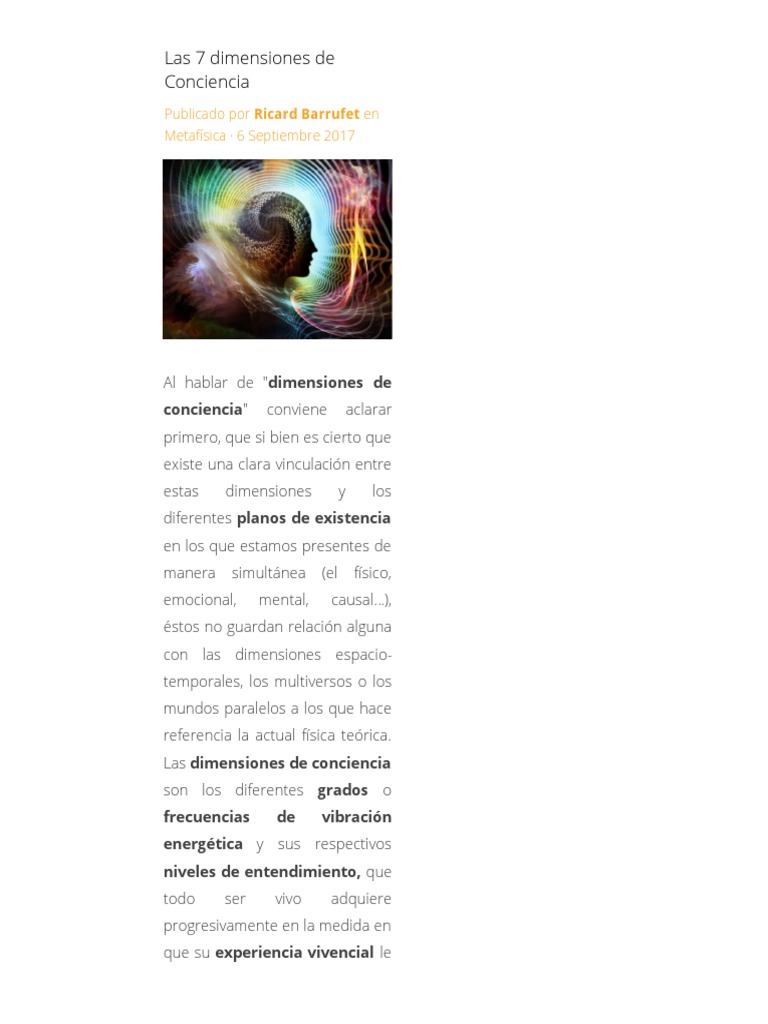 Las 7 Dimensiones de Conciencia - Artículos - Comprendiendo Al Ser ...