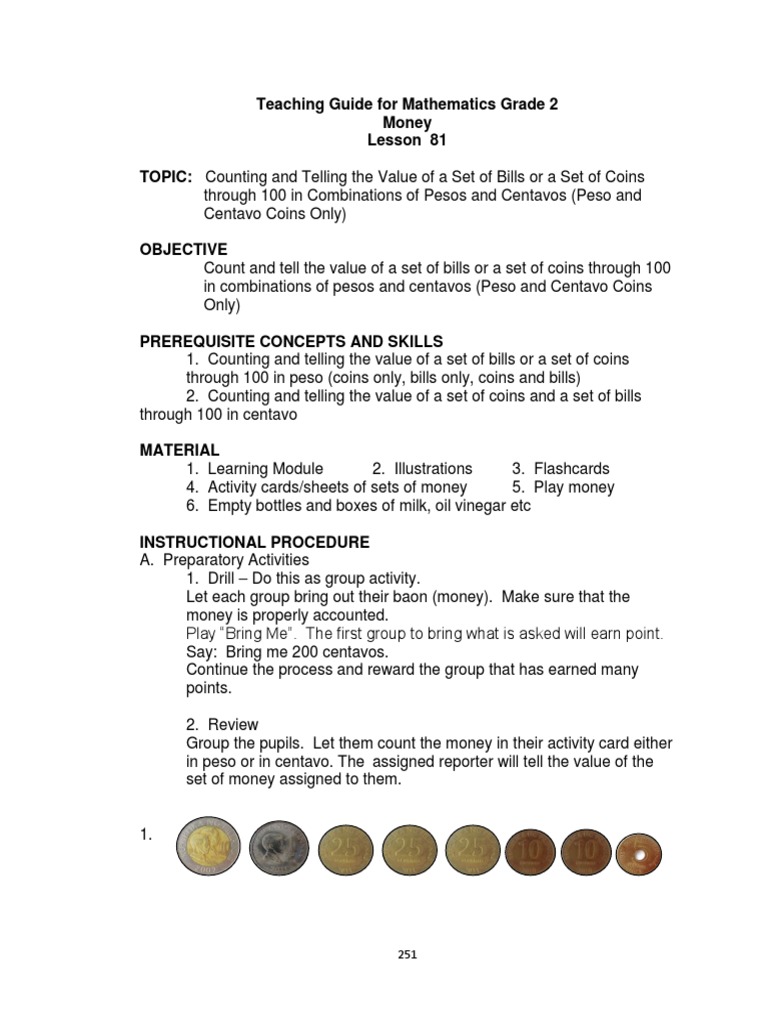 Counting Pesos and Centavos for Grade 2 | PDF | Triangle | Rectangle