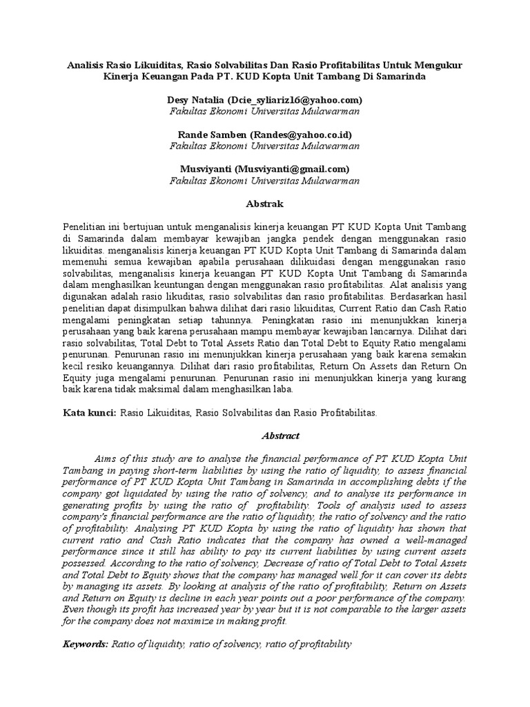 Jurnal Analisis Rasio PDF | PDF