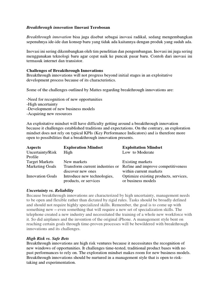 Breakthrough Innovations and Examples | PDF | Business Model | Innovation