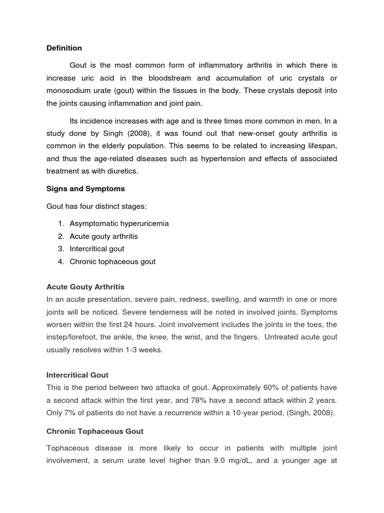 Gouty Arthritis PDF Gout Arthritis