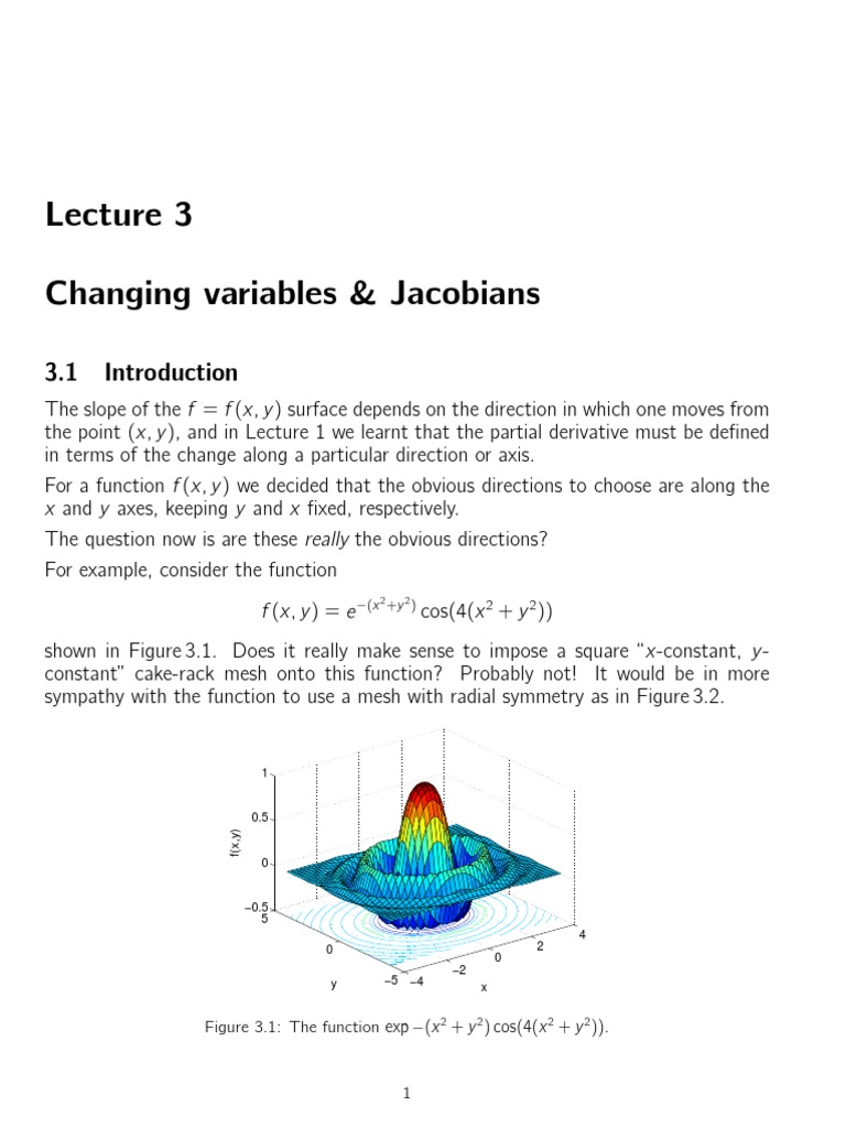 Changing Variables and Jacobians | PDF | Coordinate System | Derivative