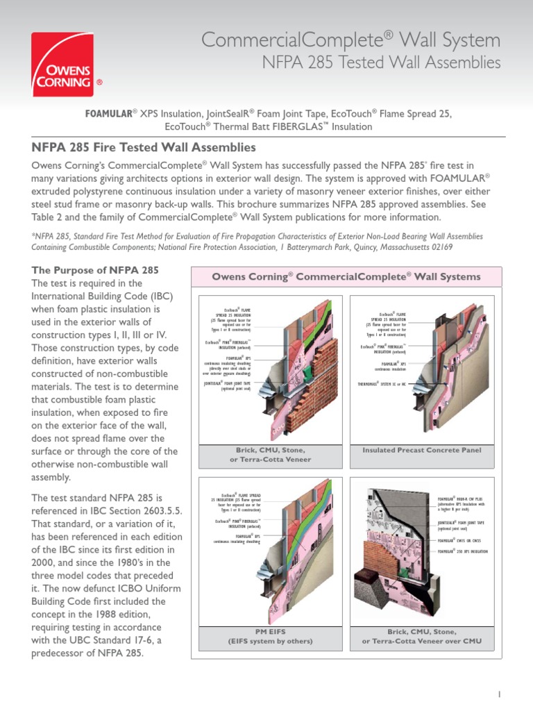 NFPA 285 Brochure PDF Masonry Building Insulation