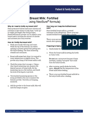 Breast Milk Fortified (Using Neosure 