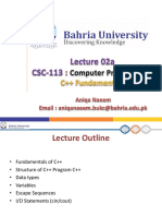 CSC-113-lec2a-C++ Fundamentals To Be Edited