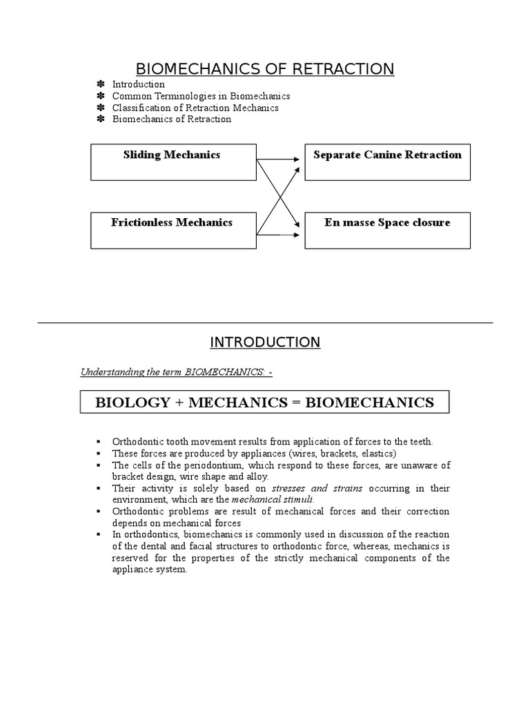 Biomechanics of Tooth Retraction | PDF | Orthodontics | Wire