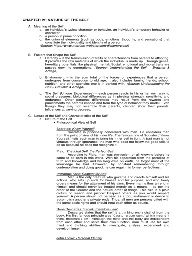 Understanding the Nature of Self | PDF | Philosophy Of Self | Defence ...