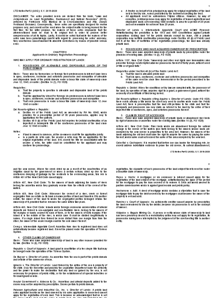 Land Registration and Ownership Claims | PDF | Adverse Possession ...
