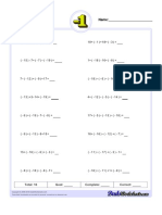 Negative Numbers Order of Operations Addition Subtraction Four Terms 7 v1