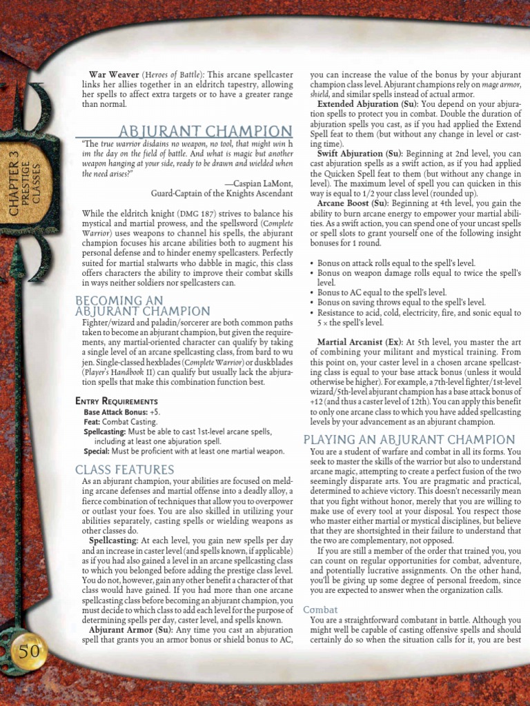 Scully Tranquility genetisk Abjurant Champion | PDF | Dungeons & Dragons | D20 System
