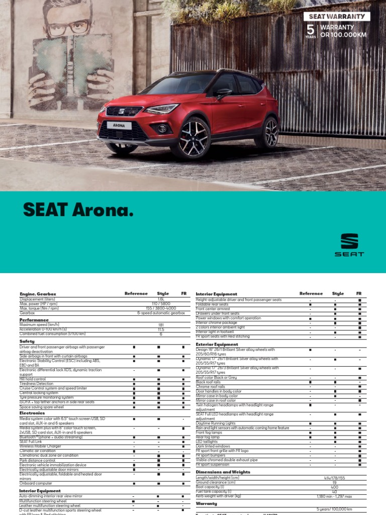 SEAT Arona 2019 Brochure Motor Vehicle Private Transport