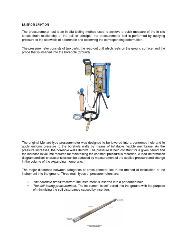 Pressure Meter Test PDF Deformation (Engineering) Chemistry