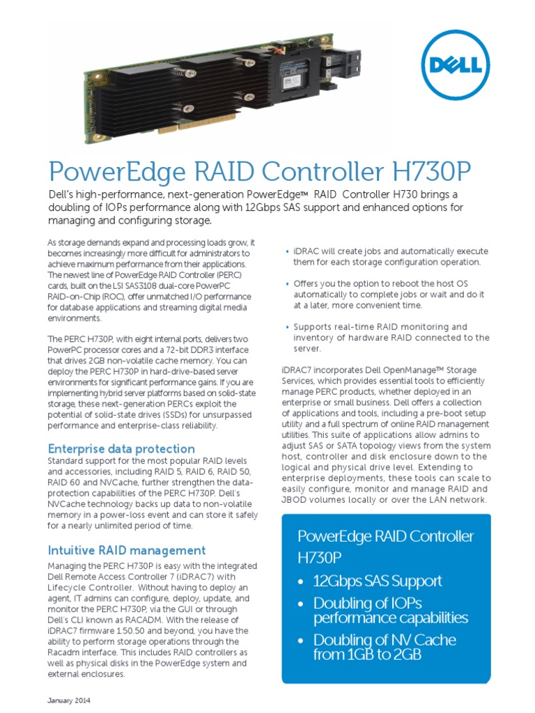PowerEdge RAID Controller H730P Spec Sheet PDF Solid State Drive