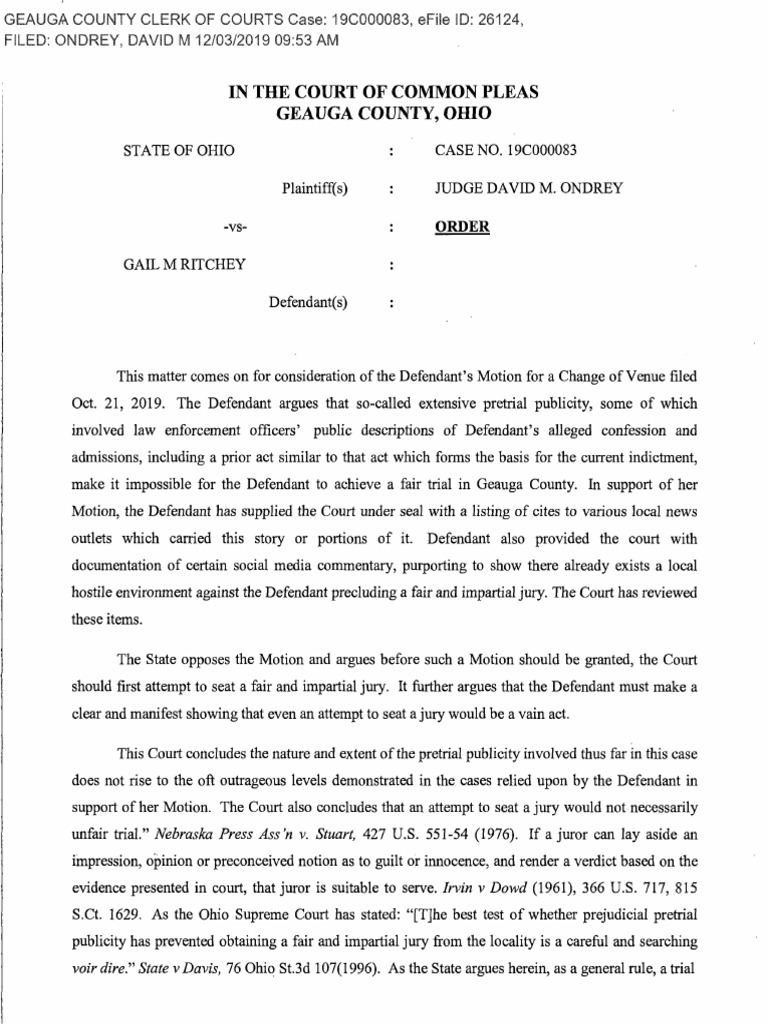 Gail Ritchey Court Document | PDF