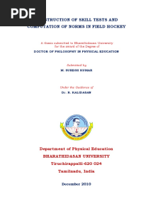 Construction of Skill Tests and Computation of Norms in Field Hockey - M. Suresh Kumar