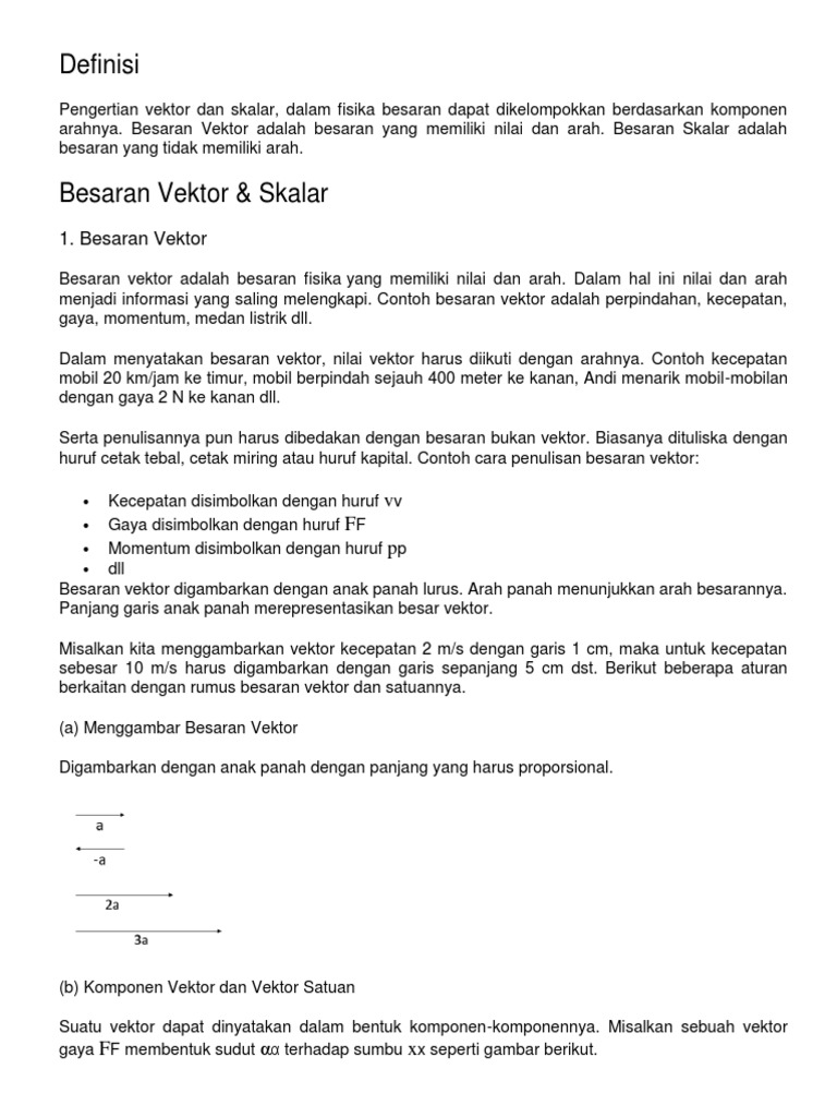 Pengertian Vektor dan Skalar dalam Fisika | PDF | Metode & Bahan Ajar