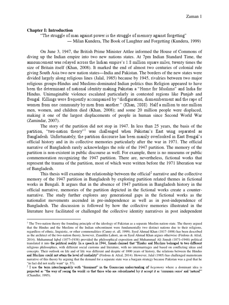 Zaman Memories Identities | PDF | Partition Of India | Muhammad Ali Jinnah