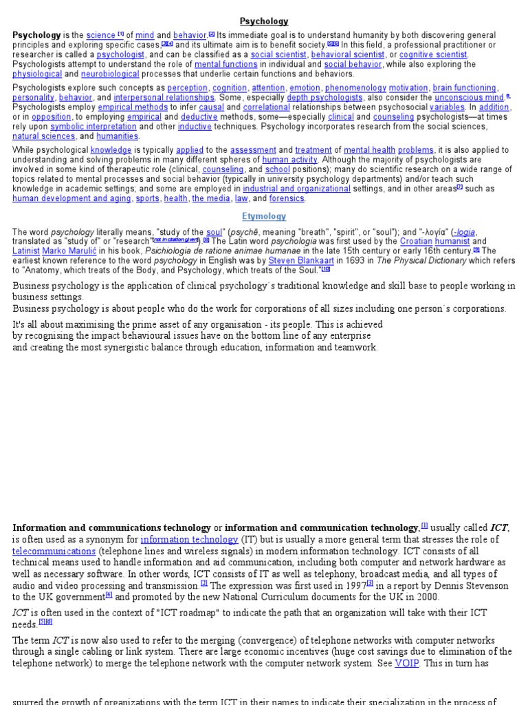 Psychology Psychology Is The Etymology PDF Psychology Science