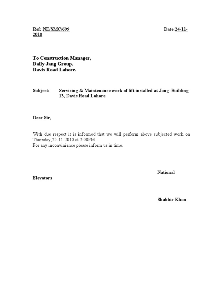 Lift Maintenance Notice for Jang Building | PDF