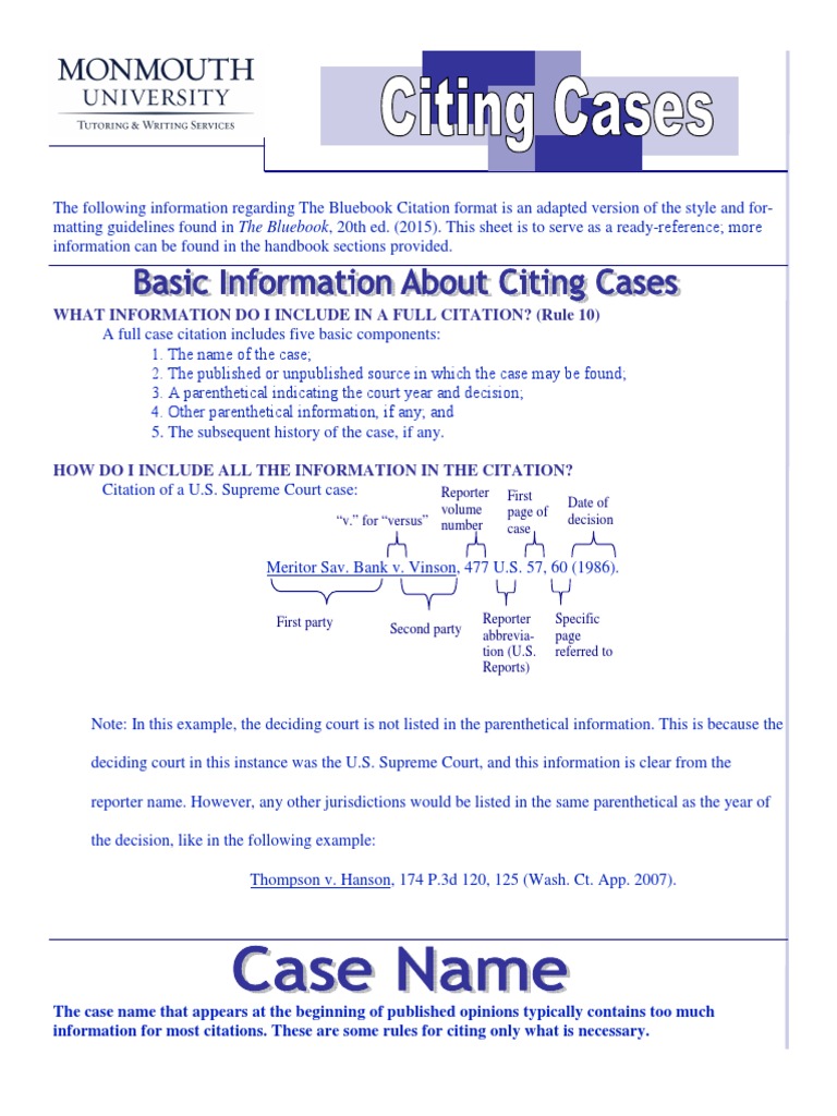 Bluebook Citing Cases 20th Edition PDF Case Citation Lawsuit