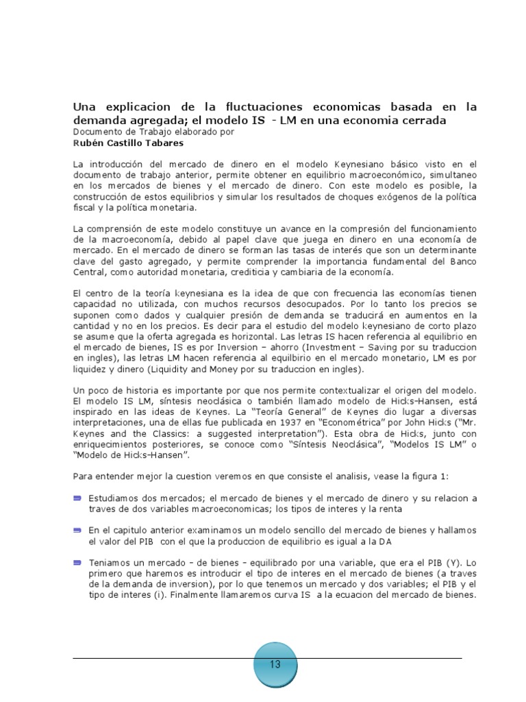 El Modelo IS-LM | PDF | Oferta y demanda | La política fiscal