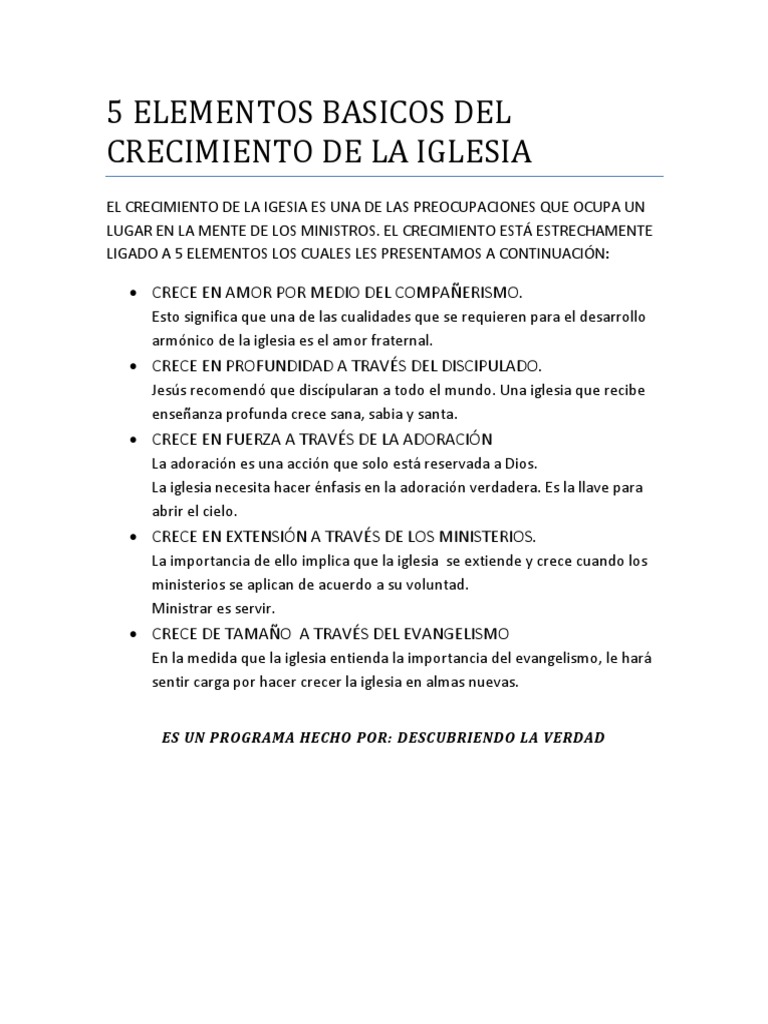 5 Claves para el Crecimiento de la Iglesia | PDF | Relaciones ...