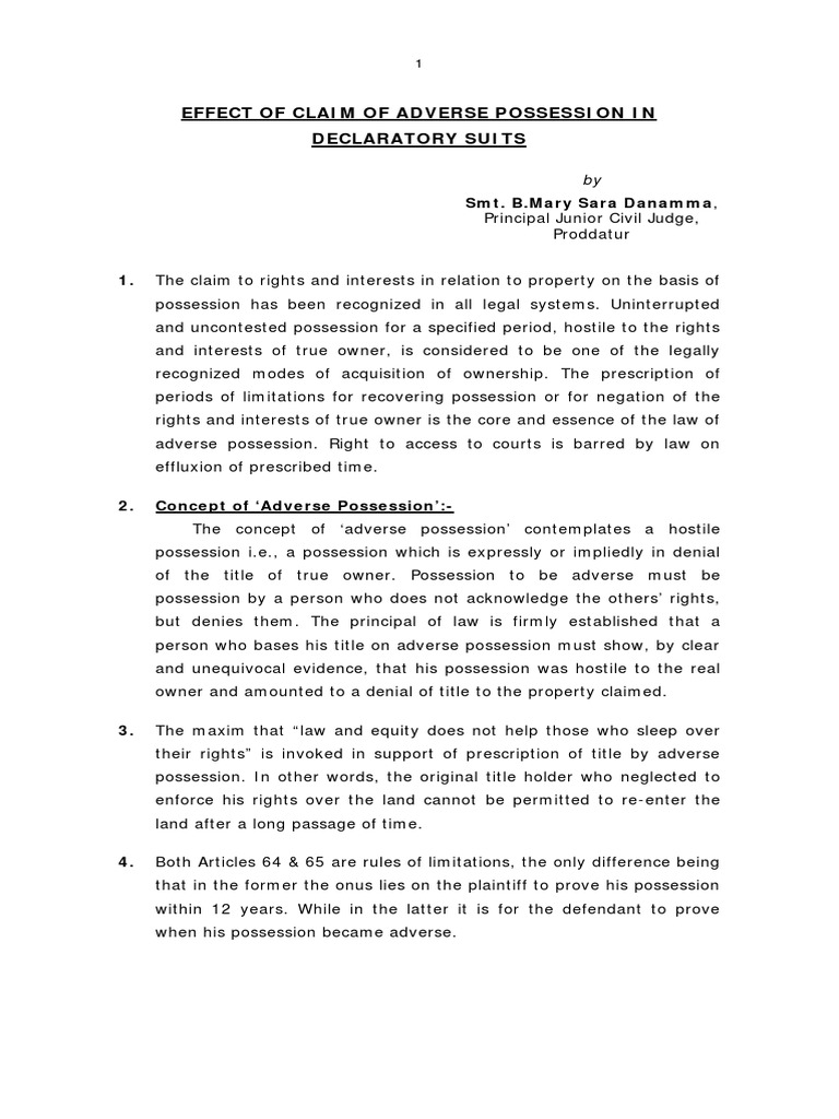 supreme court judgement on adverse possession 2019