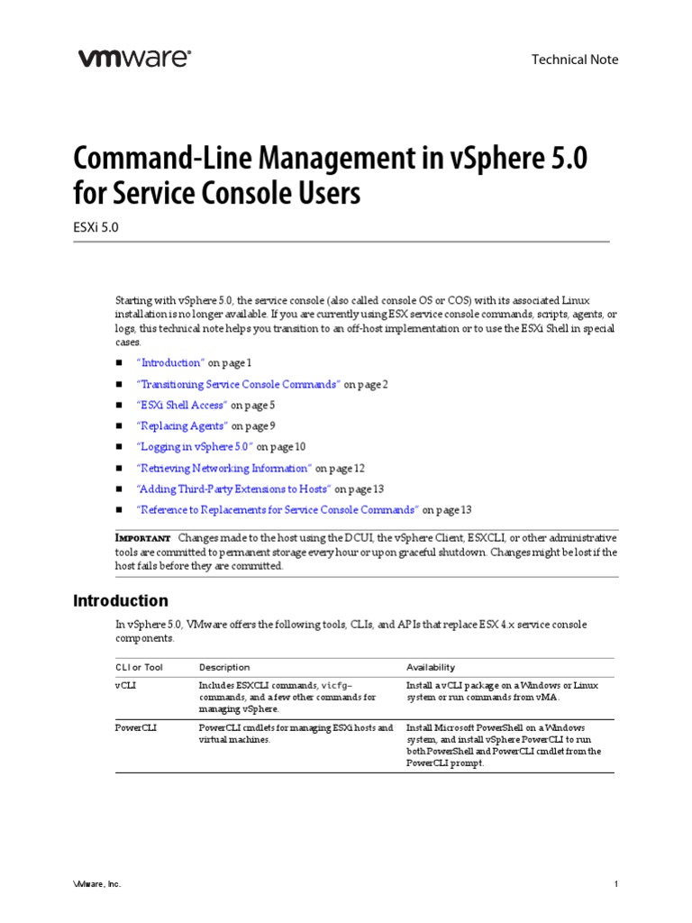 Vsphere Esxi Vcenter Server 50 Command Line Management For Service