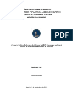 Algunas Razones Que Justifican La Creación de La UBV