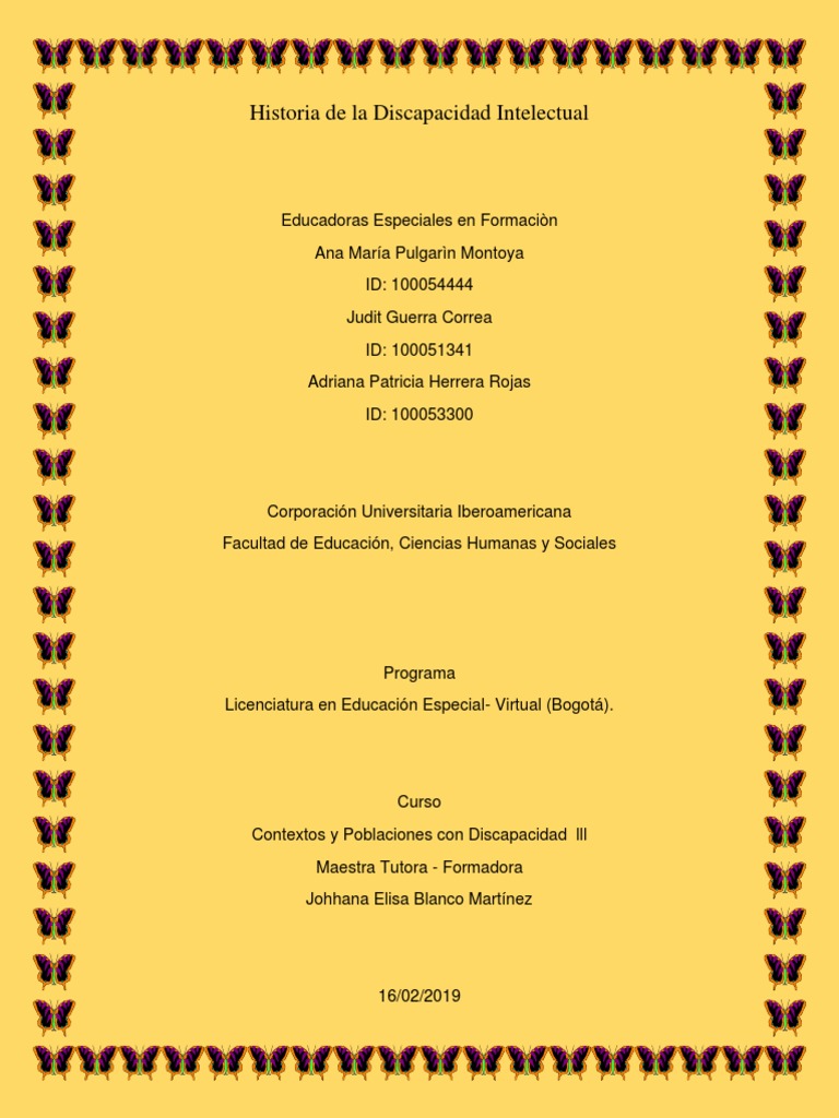 Historia de la Discapacidad Intelectual | PDF