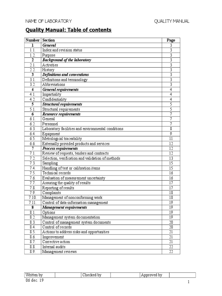 Quality Manual PDF Calibration Laboratories