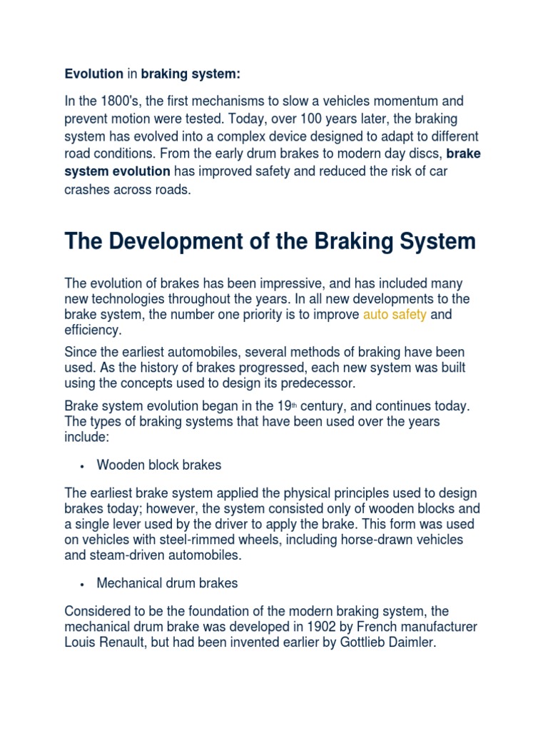 Evolution of Braking System | PDF | Brake | Anti Lock Braking System