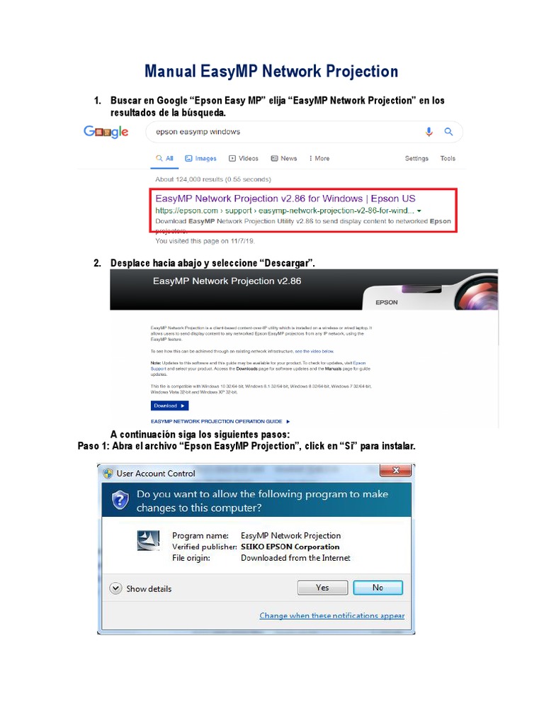 Manual easymp network projection windows