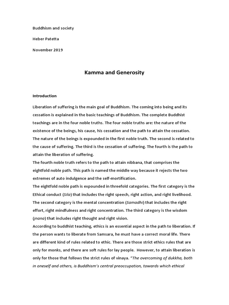 Karma and Dana in Buddhism | PDF | Karma | Noble Eightfold Path