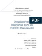 Memoria Descriptiva Instalaciones Sanitarias de Un Edificio