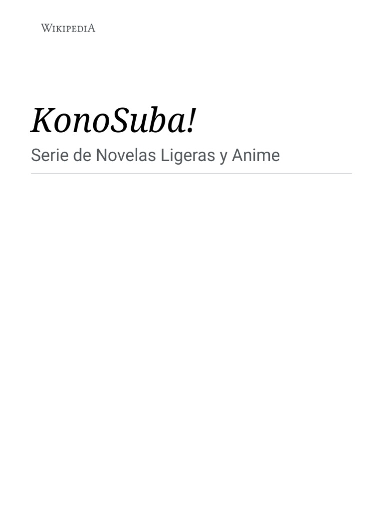 Konosuba Wikipedia La Enciclopedia Libre Pdf Animacion