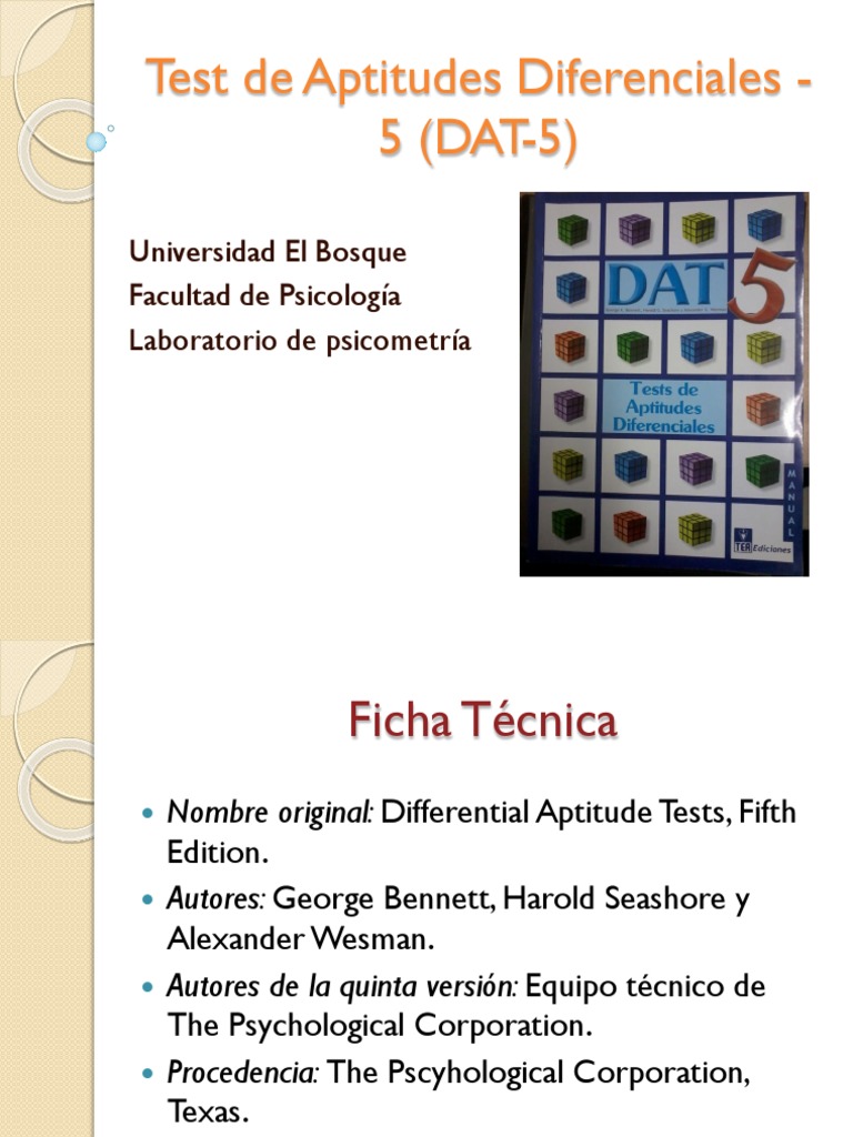 (DAT-5) Test de Aptitudes Diferenciales - 5 | PDF | Enseñanza de ...