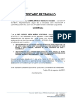 Certificado de trabajo ingeniero Rudolf Keith Muñoz Cristobal