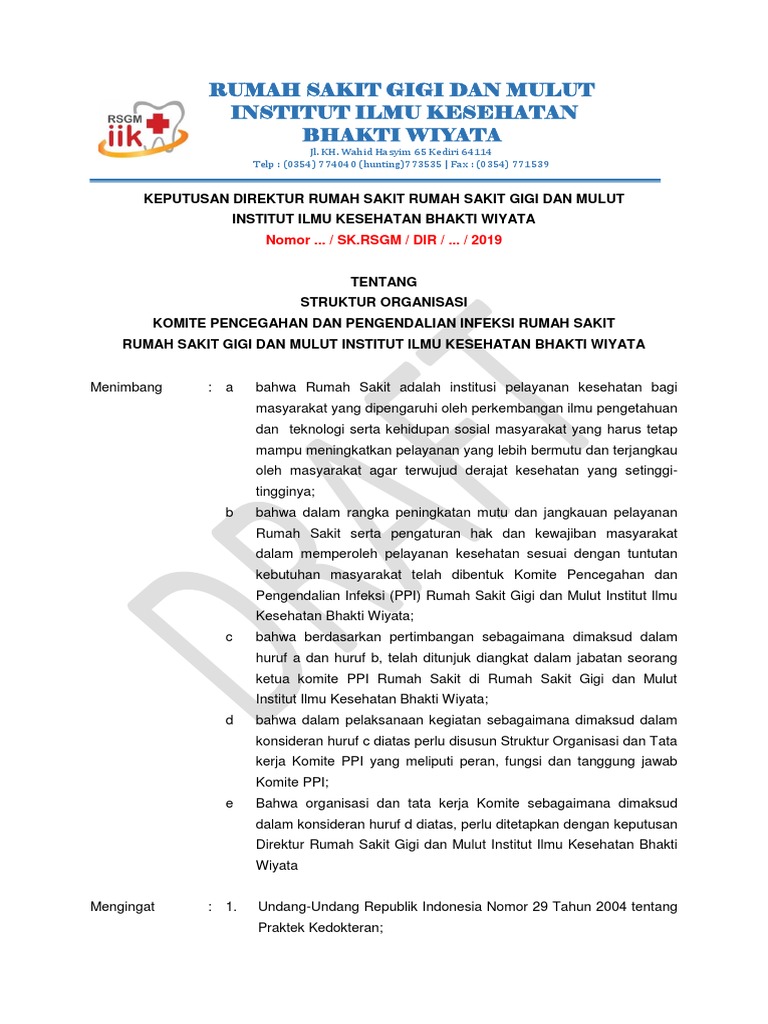 Struktur Organisasi Ppi Rsgm Bhakti Wiyata Pdf