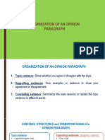Organization of An Opinion Paragraph PDF