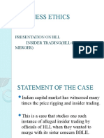 Business Ethics: Presentation On HLL Insider Trading (Hll-Bblil Merger)