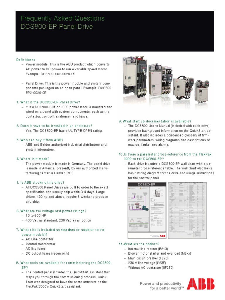 DCS800-EP Panel Drive FAQ Guide | PDF | Fuse (Electrical) | Alternating ...