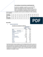 Prueba Para Dos Medias de Muestras Independientes