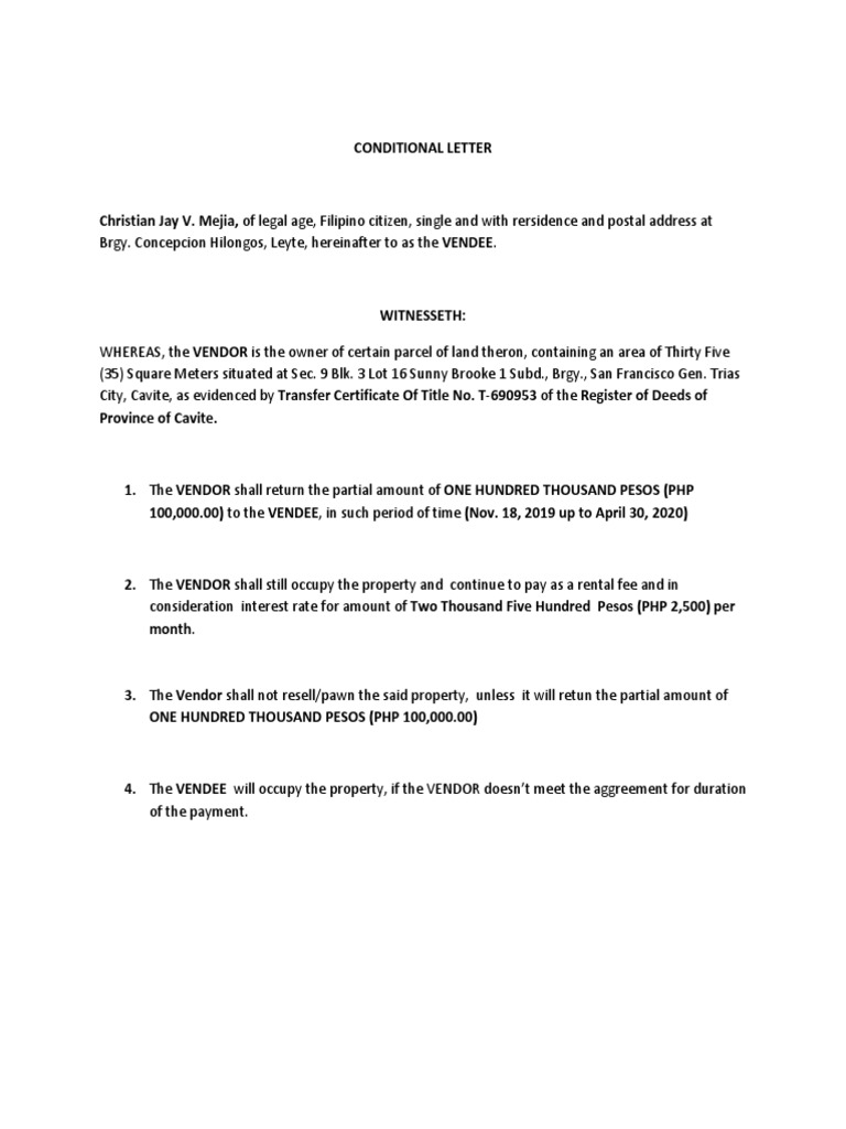 Conditional Letter | PDF