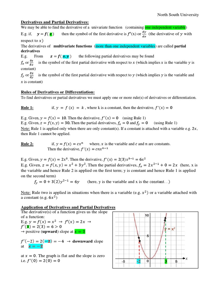 Derivatives And Partial Derivatives Derivative Subtraction