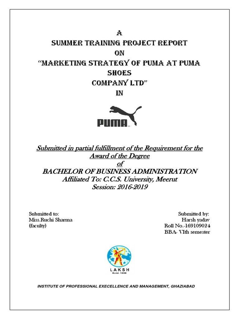 project report on puma brand pdf