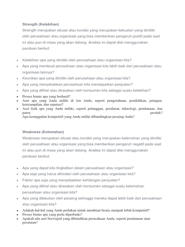 Belajar SWOT | PDF | Bisnis