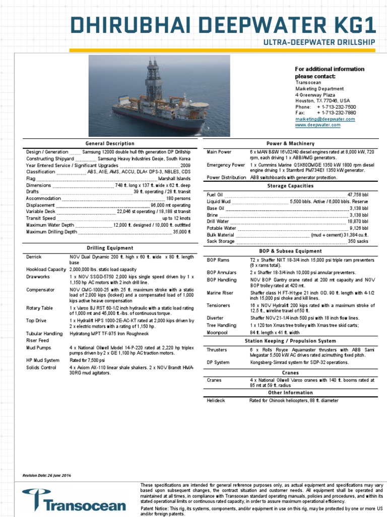 Dhirubhai Deepwater KG1 PDF | PDF | Horsepower | Nature