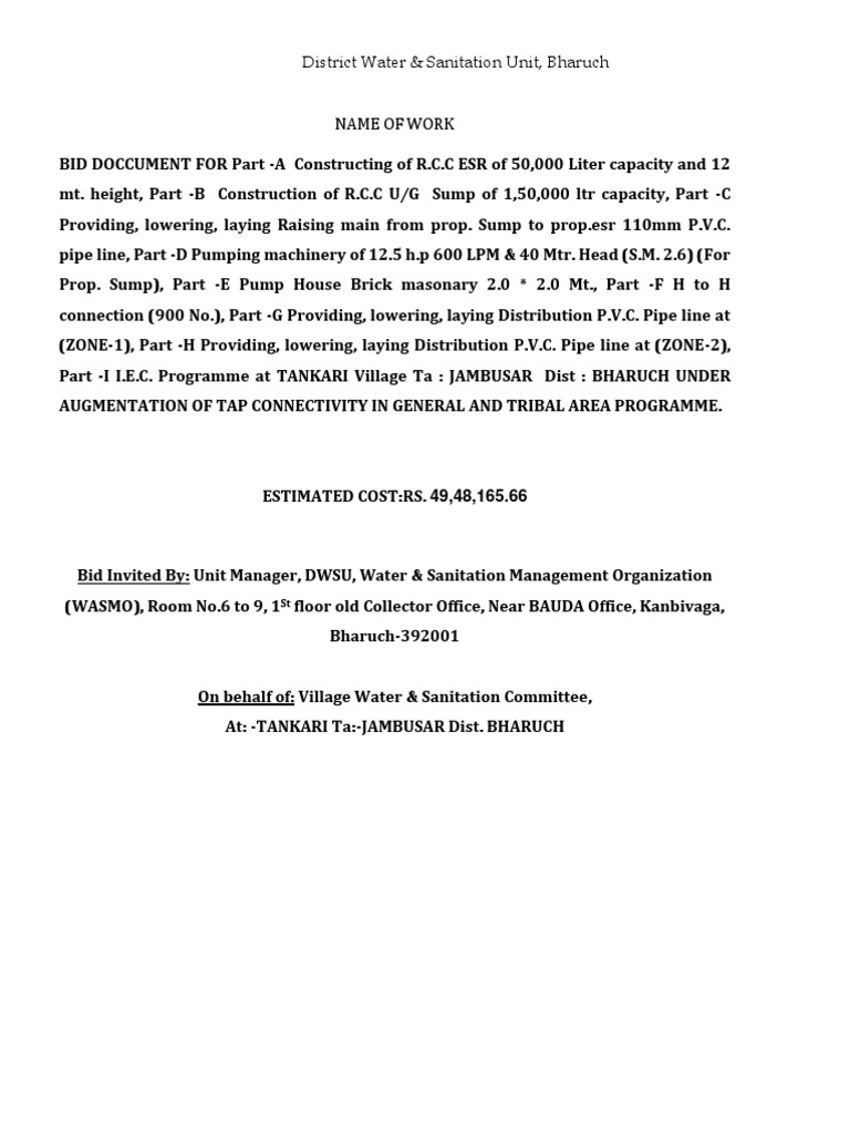 6) Tender Specification DOLIYA PDF Concrete Pipe (Fluid Conveyance)